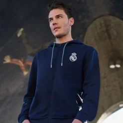 Foundry Bernabéu Neon Lights Mens Zip Through Hoodie Navy^ Sweatshirts