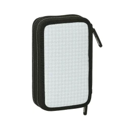 SAFTA S.A. Double Filled Pencil Case White/Black Real Madrid^ Back To School|Stationery