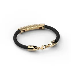 Sikno Jewellery, S.L. Leather Bracelet Gold Size 22^ Jewellery