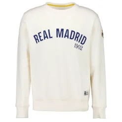 MBA Solutions Mens Baseball Crewneck Sweatshirt Off White Real Madrid^ Sweatshirts