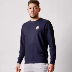 T&F Mens Essentials Color Crest Crew Navy^ Sweatshirts