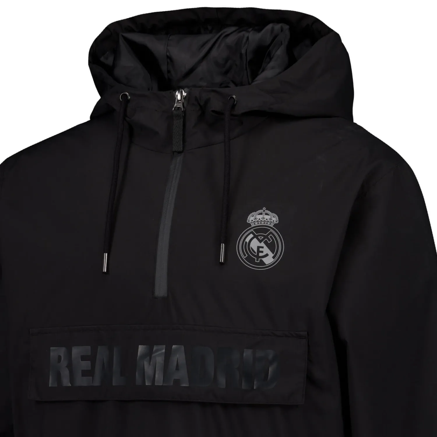 MBA Solutions Mens Outerwear Hooded Lightweight Anorak Black Real Madrid^ Jackets