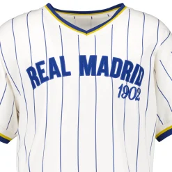 MBA Solutions Mens Oversized Striped Baseball T-Shirt Off White Real Madrid^ T-Shirts