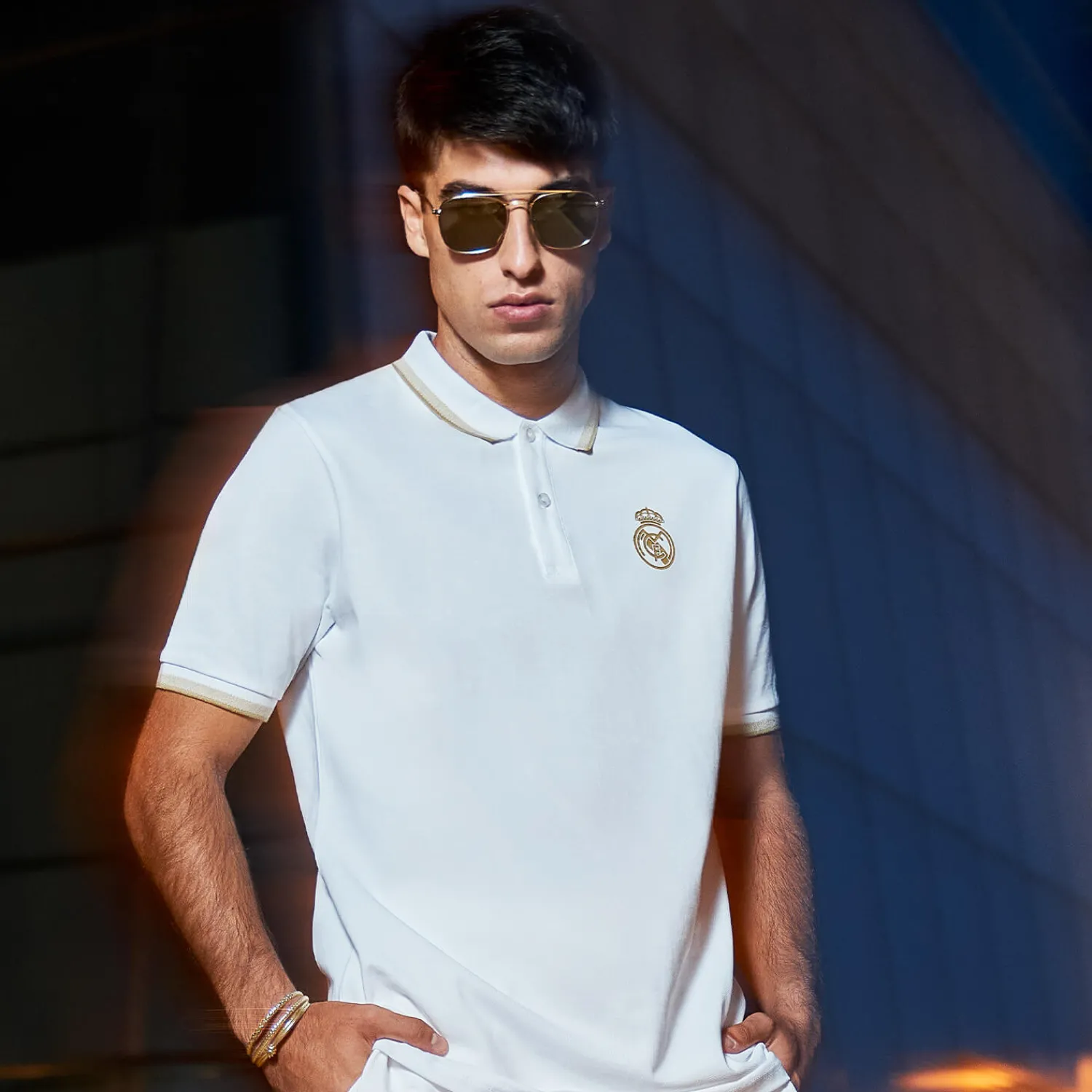 OSDM Mens White & Gold Polo^ Polos
