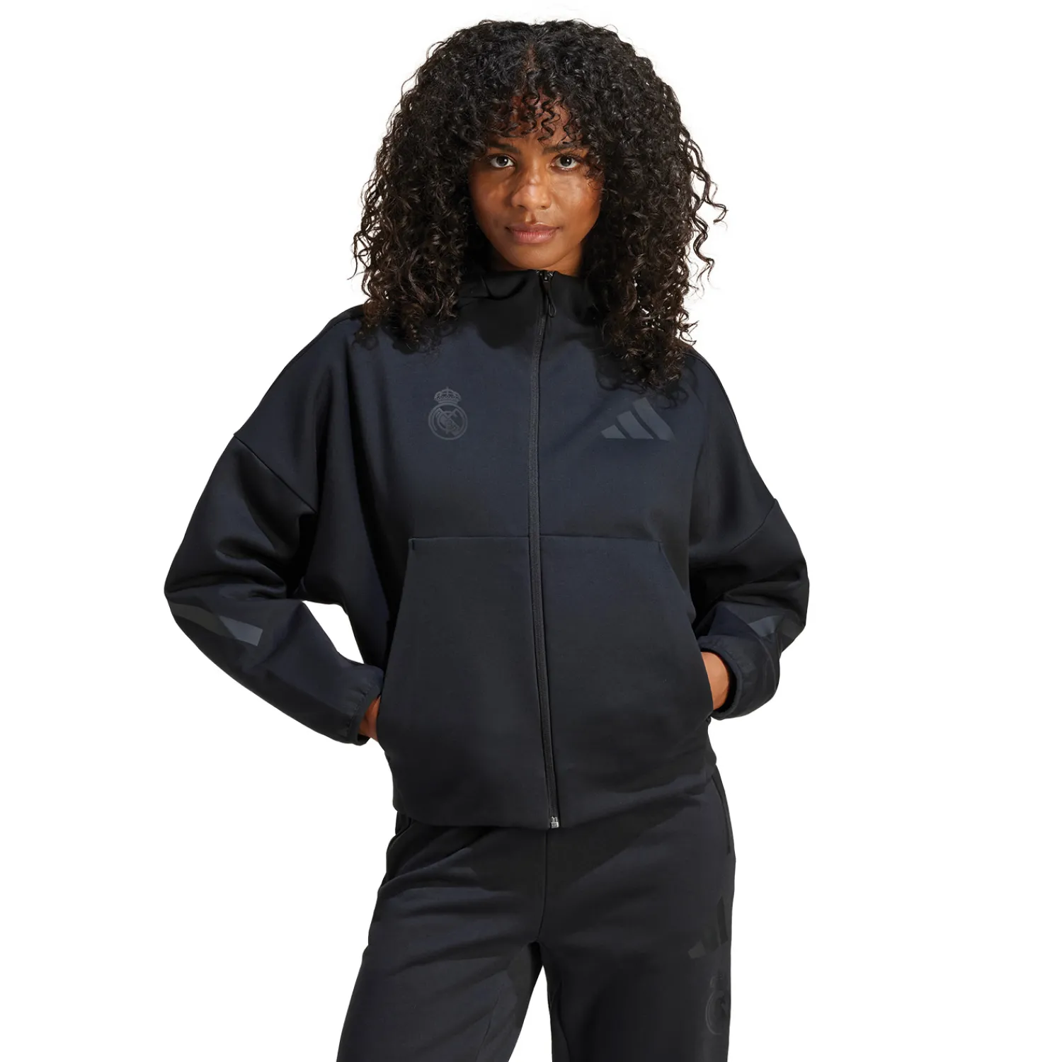 Adidas España, S.A.U Womens adidas Real Urban Full Zip Hoodie Black^Women Tracksuits|Jackets
